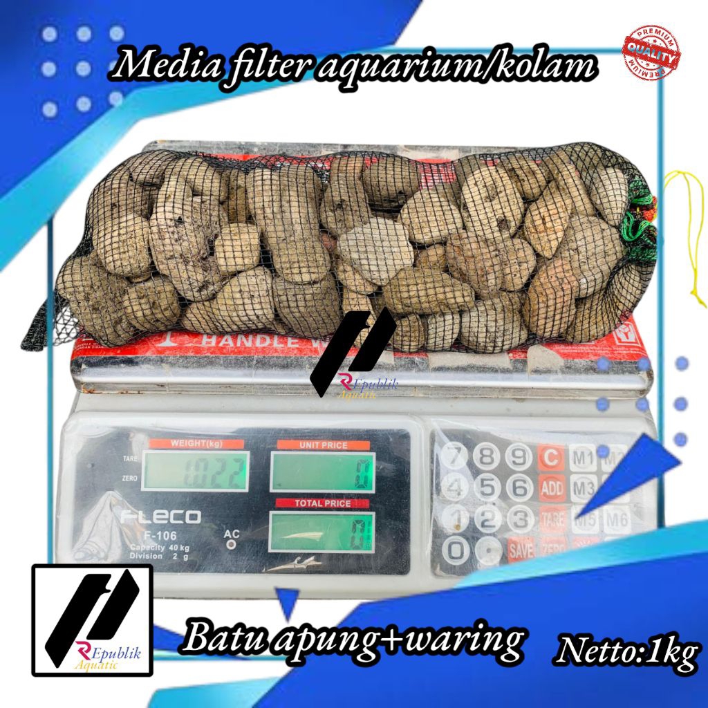 batu apung plus waring 1kg / batu apung media filter / batu apung / media filter