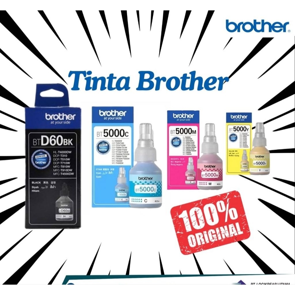 Tinta Brother BT60 BK BT5000 C,M,Y Original fro DCP-T310,DCP-T510W,DCP-T710W,MFC-T810W,MFC-T910DW,DC