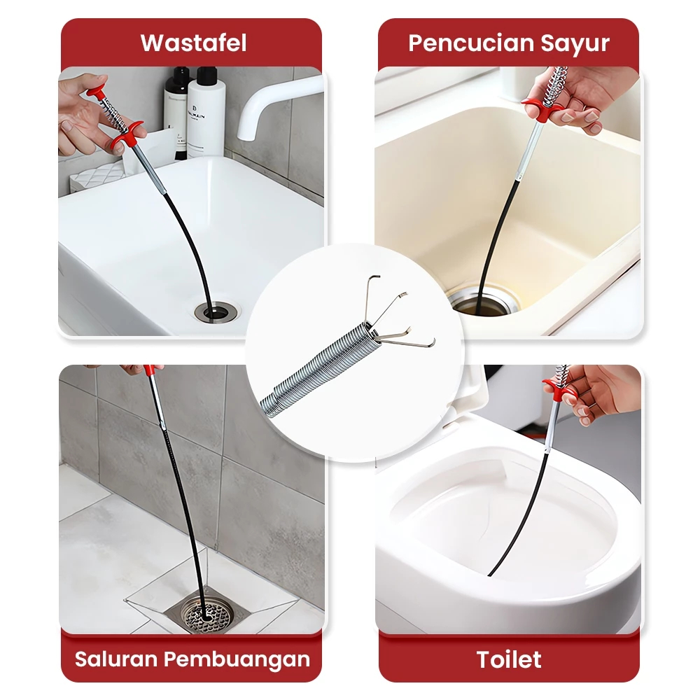 Kawat Pembersih Saluran 90cm Kawat Pembersih Pipa Mampet Pencapit Pembersih Lubang Wastafel Alat Ant
