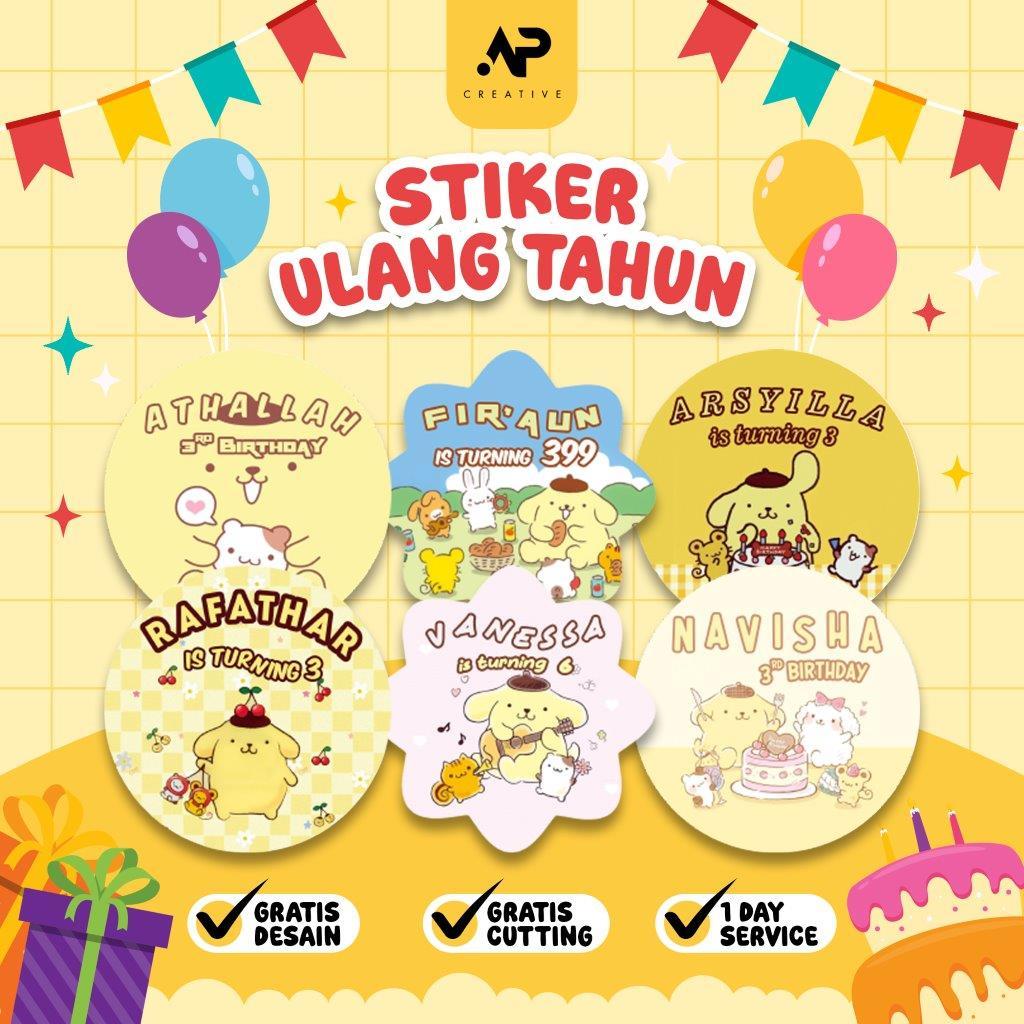 

Stiker Ulang Tahun POMPOMPURIN EDITION | Stiker Label Ulang Tahun Anak CUSTOM NAMA | Stiker Ultah Anak | Print Sticker Happy Birthday Free Design | Stiker Souvenir Ulang Tahun Anak Free Design