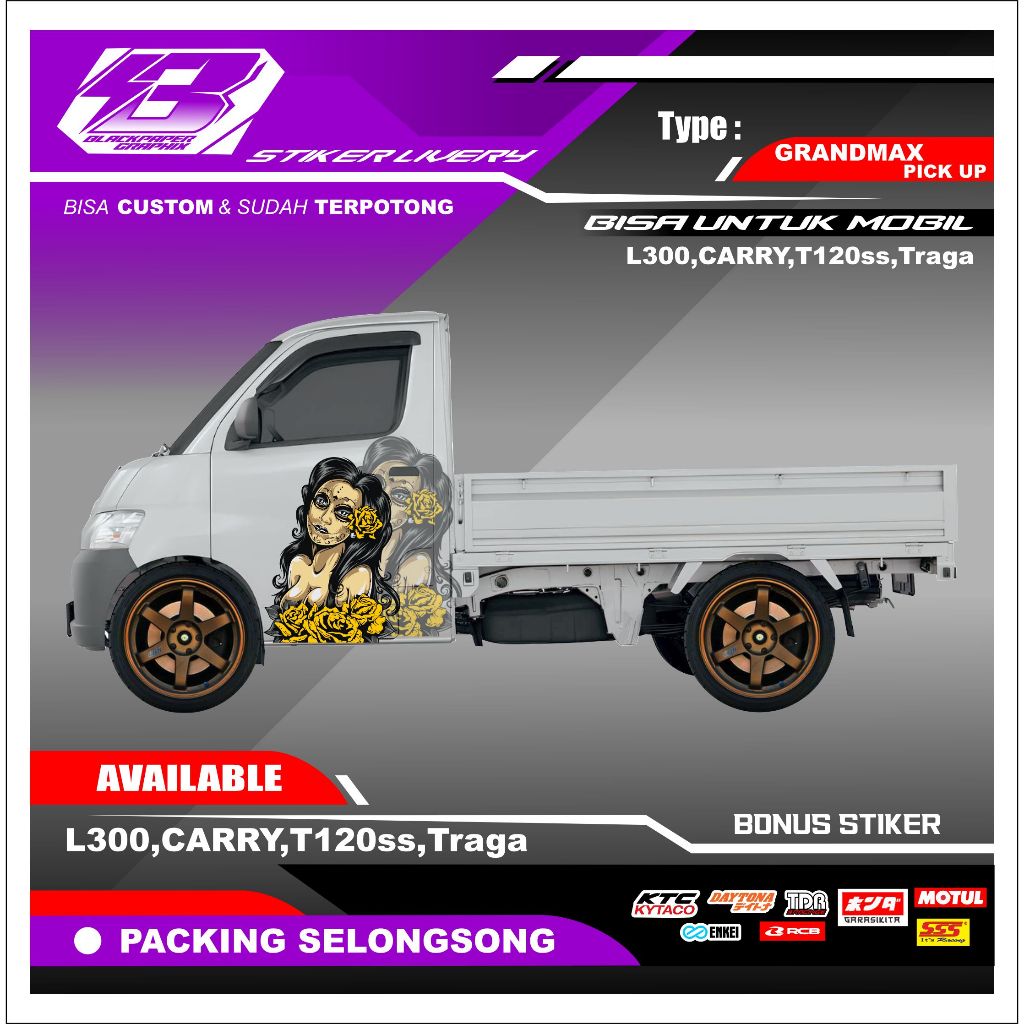 STIKER CUTTING DECAL PINTU SAMPING MOBIL  PICK UP GRANDMAX BLINDVAN L300 CARRY FUTURA PICK-STIKER DE