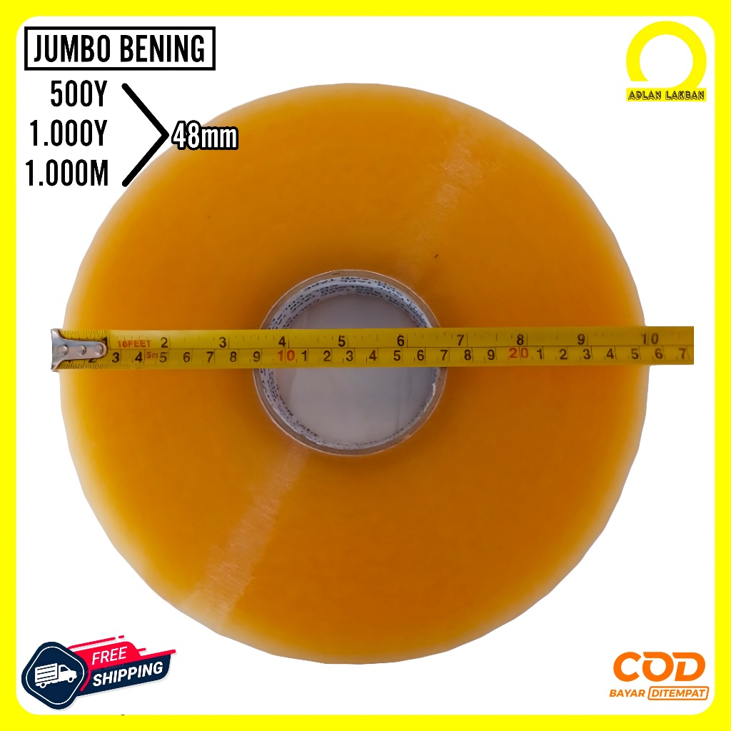 

Lakban Bening 1000 Yard Full x 48mm / Lakban Jumbo Bening 2 Inch x 500 M