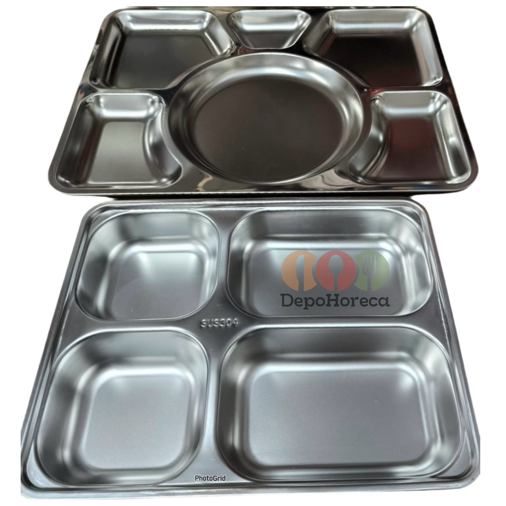 Piring sekat Stainless Steel / 4 Sekat  / 6 Sekat