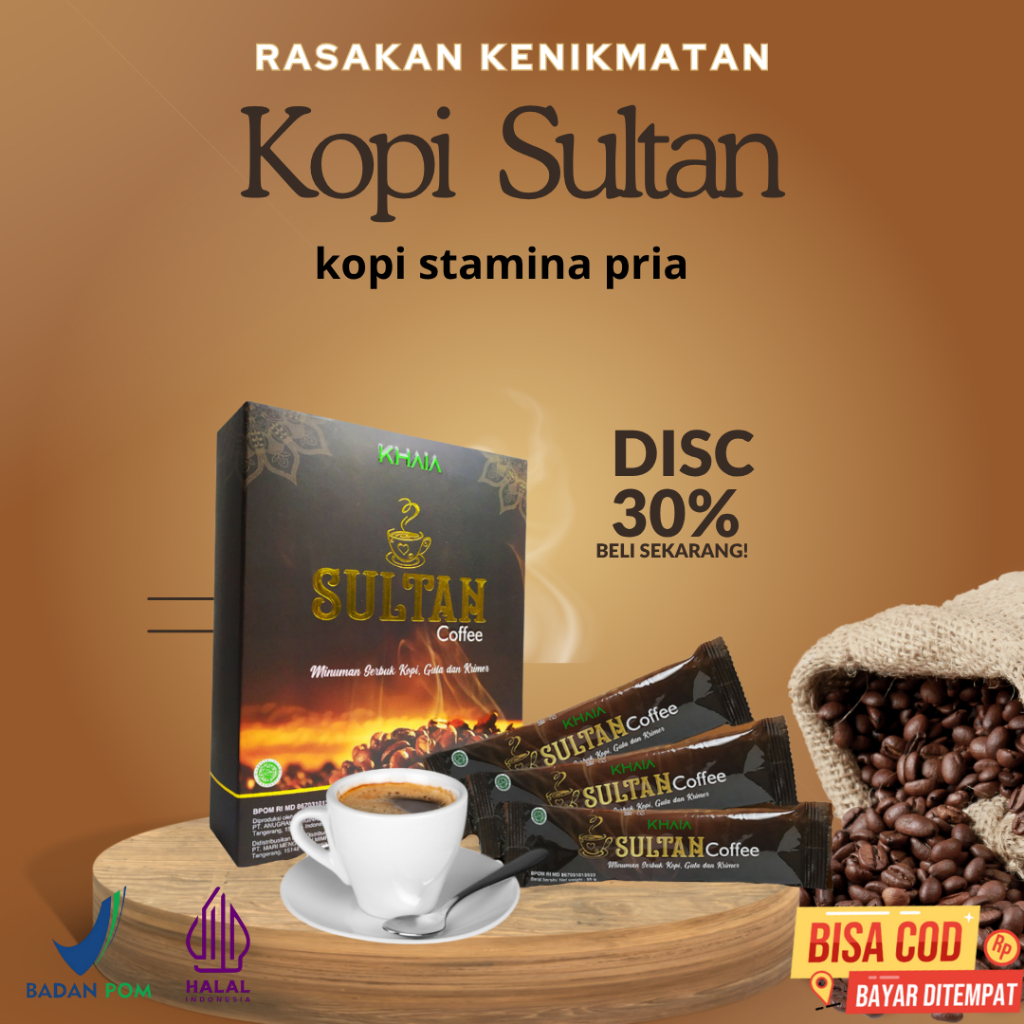 

Khaia Sultan Coffee Kopi Kesehatan Pria 1 Box isi 10 Sachet