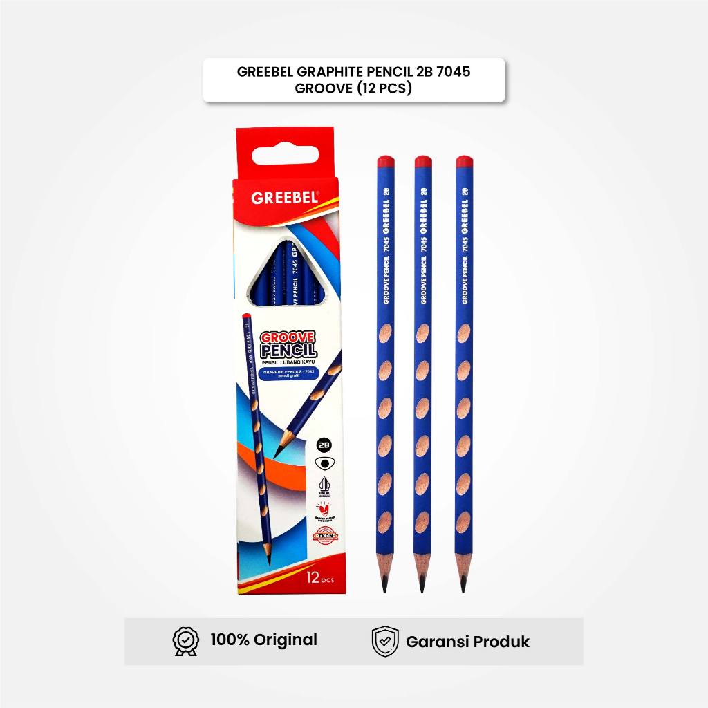 

GREEBEL Pensil Kayu 2B 7045 Groove (12PCS/SET) Pensil Tulis Graphite Ujian Sekolah Pensil Gambar