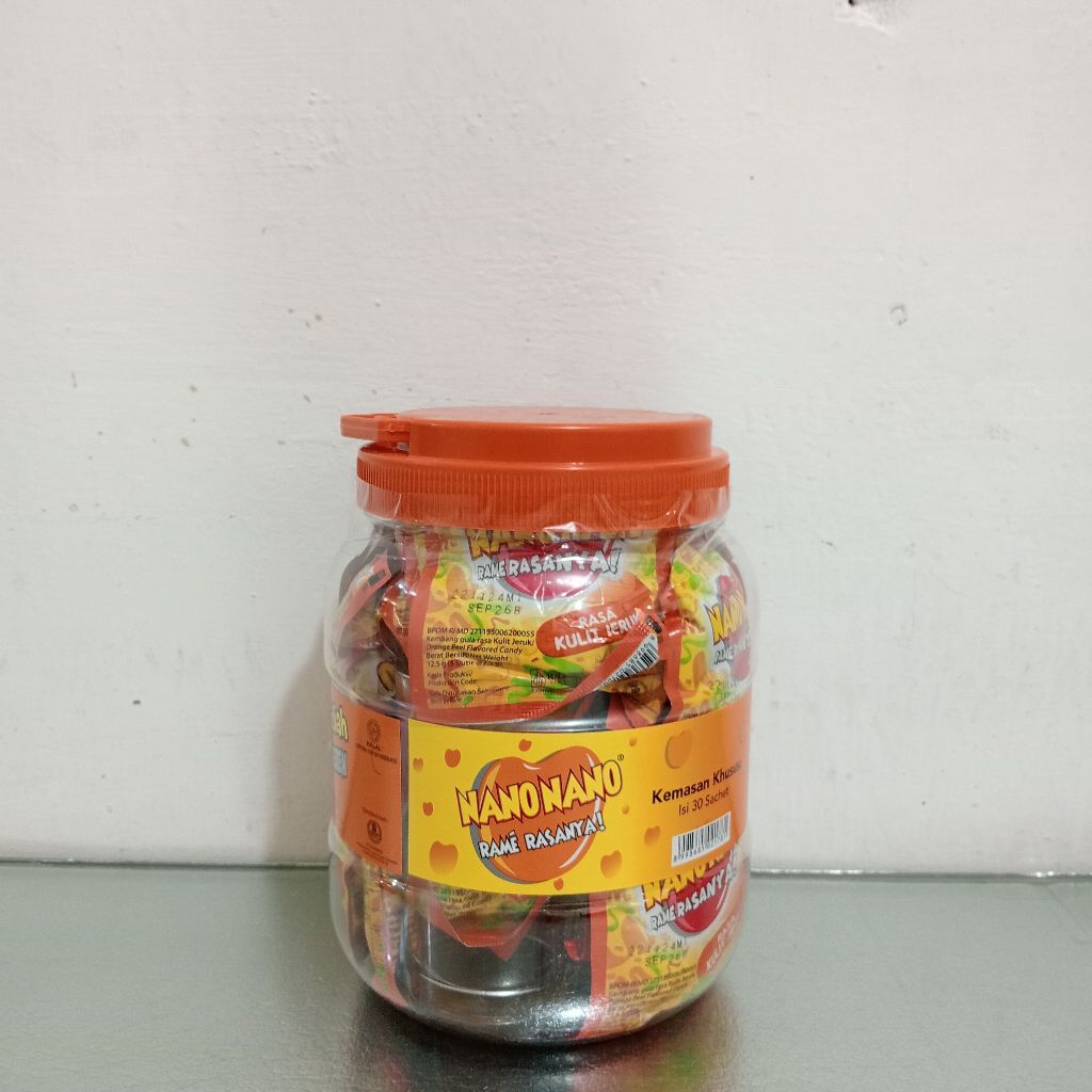 

Permen Nano Nano Rasa Kulit Jeruk Toples isi 30 Sachet (12,5 gram)