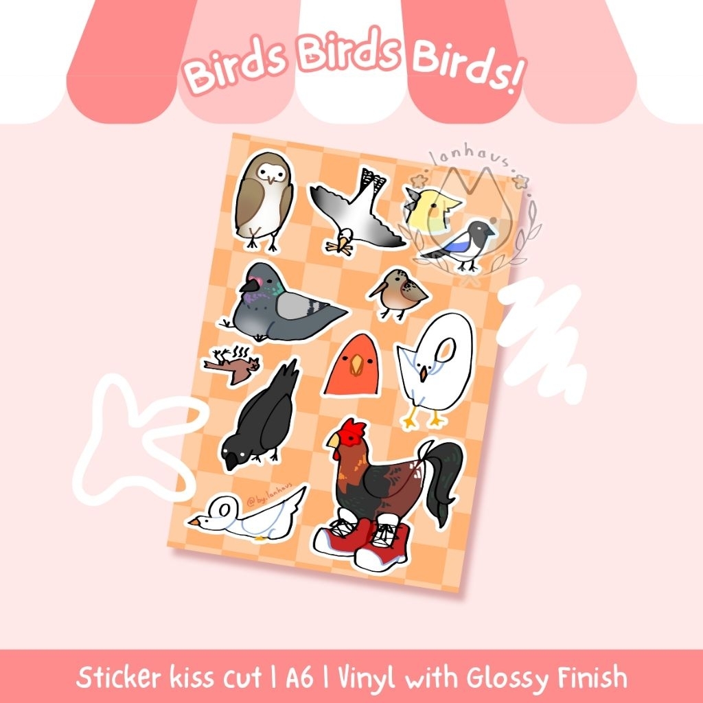 

LANHAUS - Bird sticker sheet | Deco stiker vinyl kiss cut burung waterproof