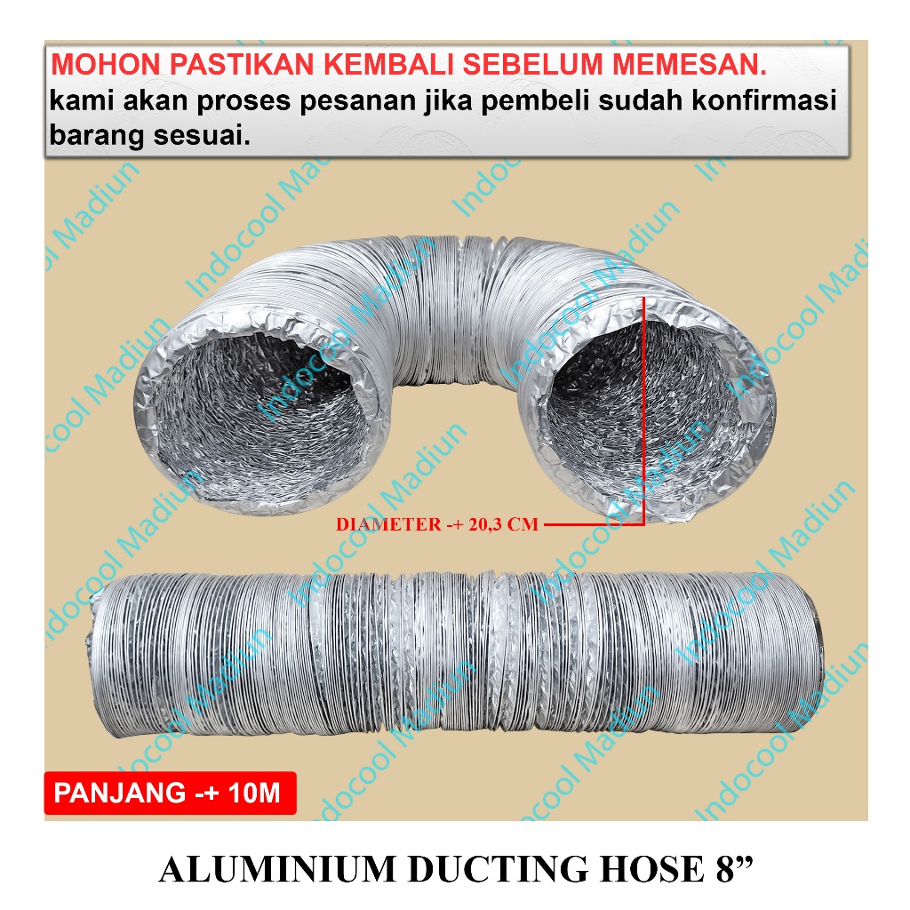 ADH8 SELANG FLEXIBLE ALUMINIUM DUCTING / ALUMINIUM DUCTING HOSE 8"