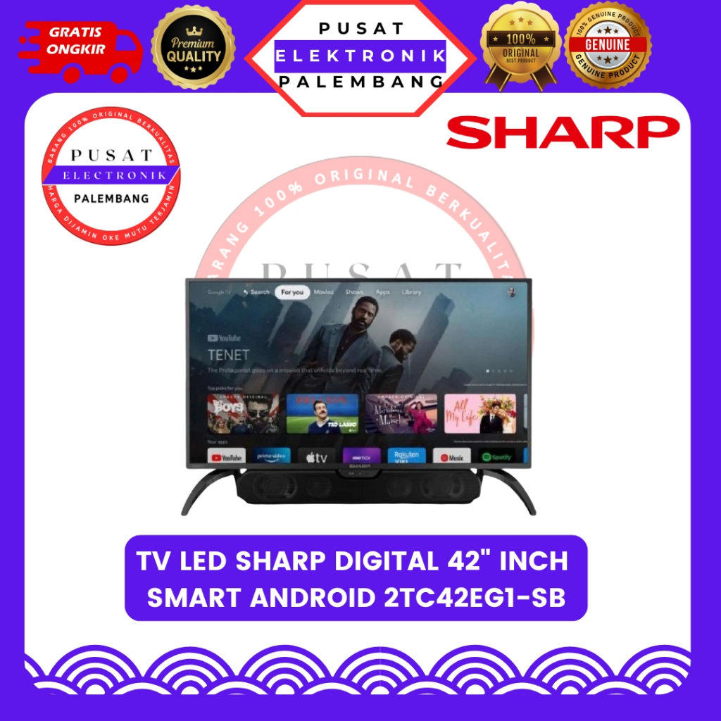 TV SHARP 42 Inch 4T C42EG1I-SB LED Android Smart TV Garansi Resmi SHARP