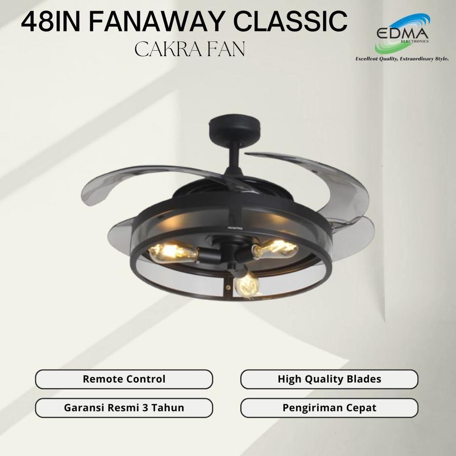 Kipas Angin Gantung Plafon MT.EDMA / EDMA 48IN FANAWAY CLASSIC dengan Lampu LED