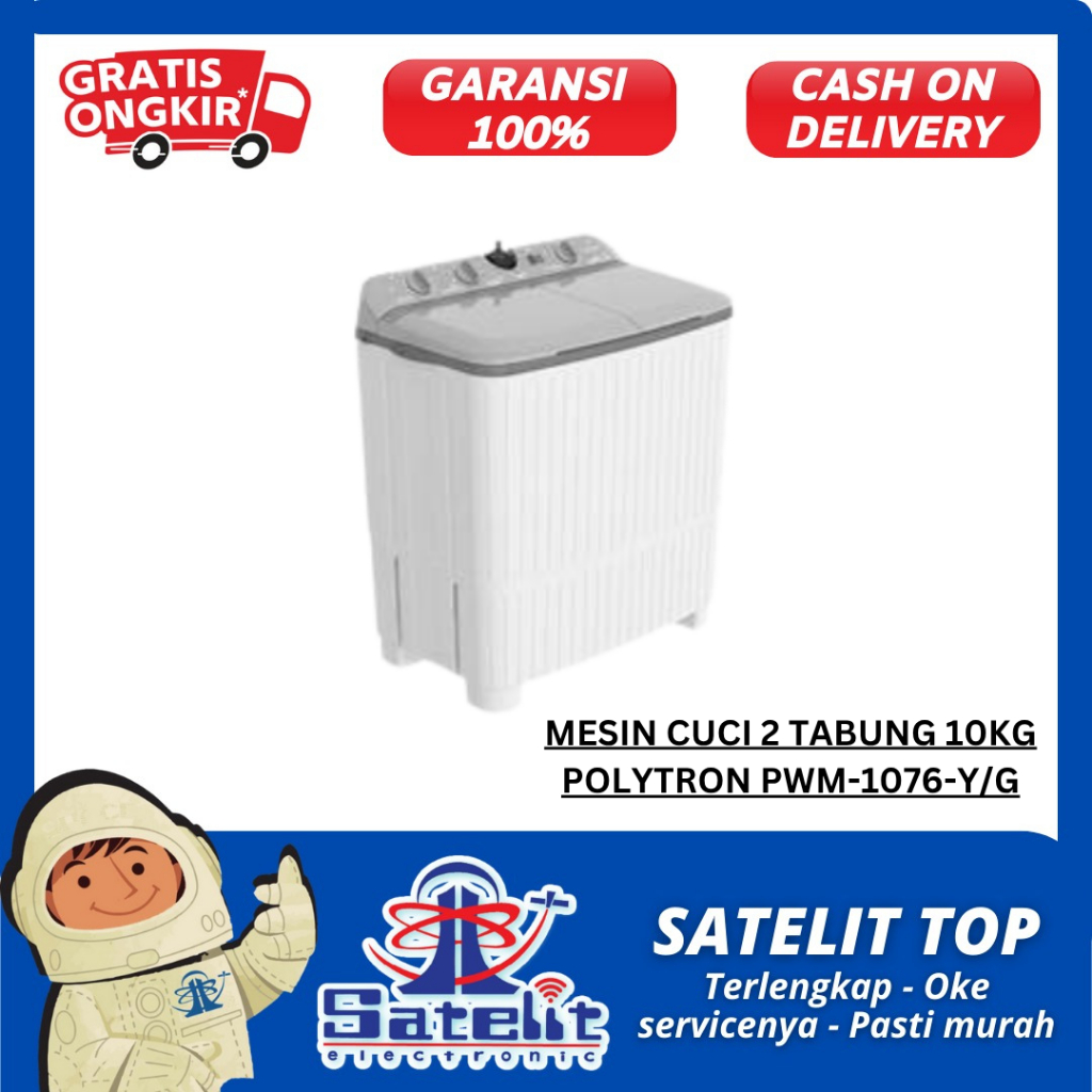 MESIN CUCI 2 TABUNG 10KG POLYTRON PWM
