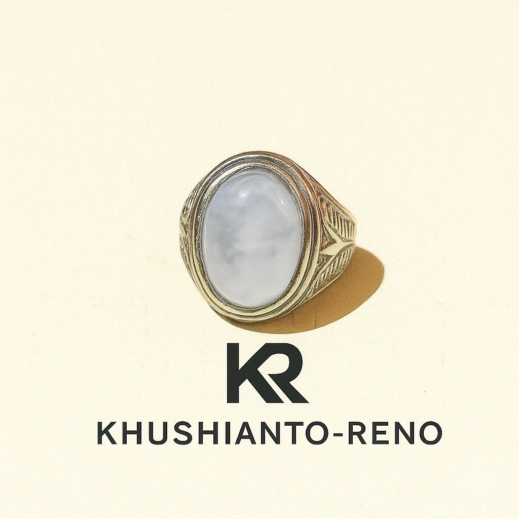 Cincin Batu Biduri Bulan Asli Putih Kristal Pelangi Elegan Langka Pria Wanita