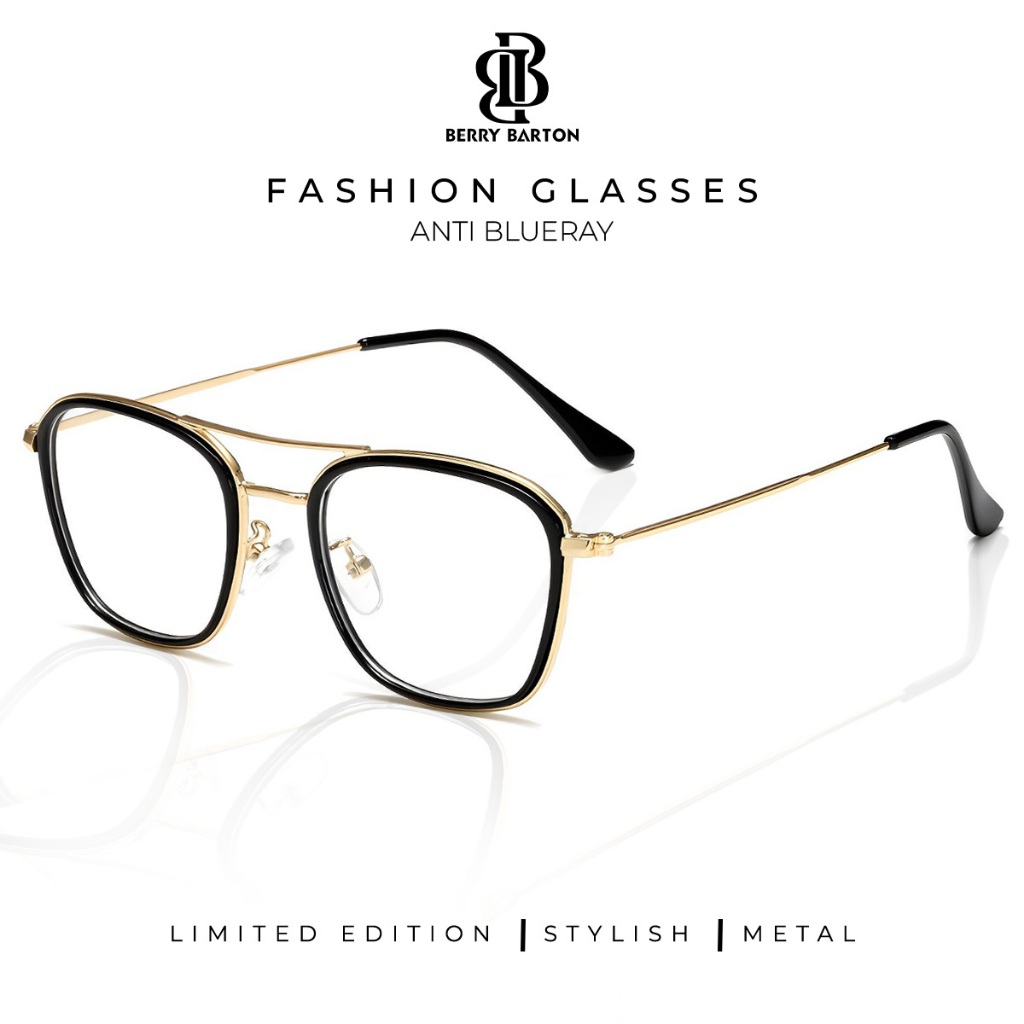 [SALE] Berrybarton - Kacamata Retro Pilot Lensa Minus Anti Blueray Photocromic Anti Radiasi 2622
