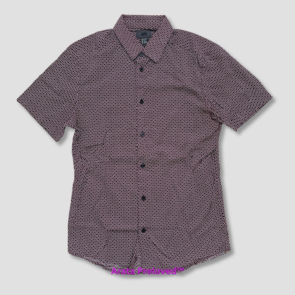 Kemeja H&M Lengan Pendek Maroon Original