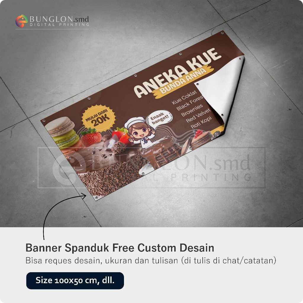 Spanduk Aneka Kue Coklat Free Custom Desain