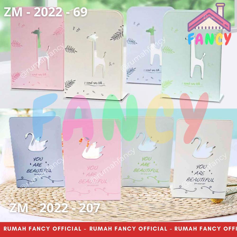 

[1 Set/2 Pcs] Book End Stand Motif Deer Rusa / Angsa Swan Sandaran Penyangga Buku / Pembatas Buku