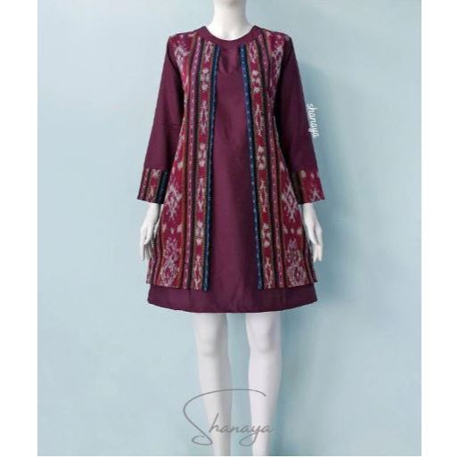 Shanaya Tunik Batik Tenun Fahira Tenun Troso Original Baju Batik Wanita Batik Kerja Bisa Couple Set 