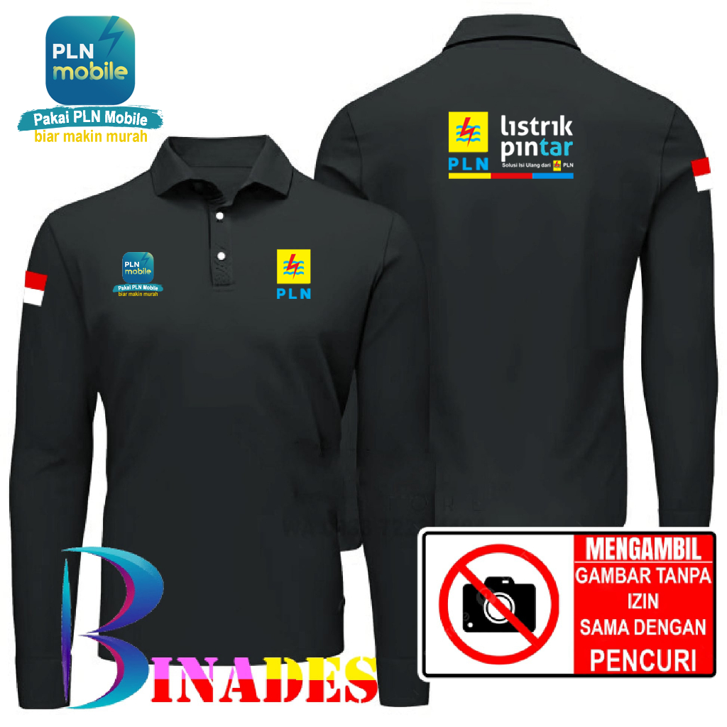 Jual Kaos baju Kerah Model Tshirts Kerah PLN PINTAR - PLN MOBILE - Pakai PLN Mobile - biar makin mur