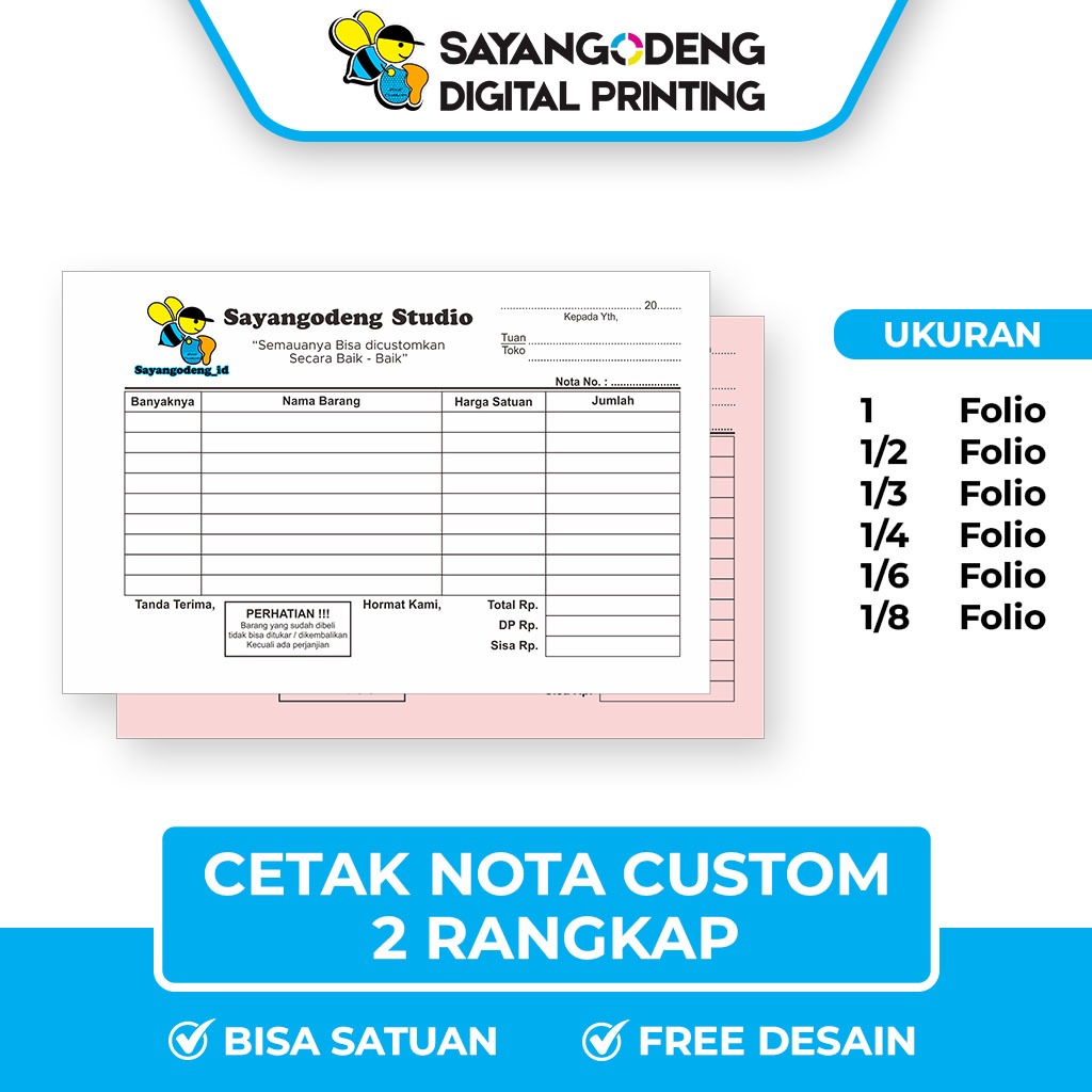 

Cetak Nota Bon Faktur Surat Jalan Kwitansi CUSTOM 1ply - 2ply rangkap
