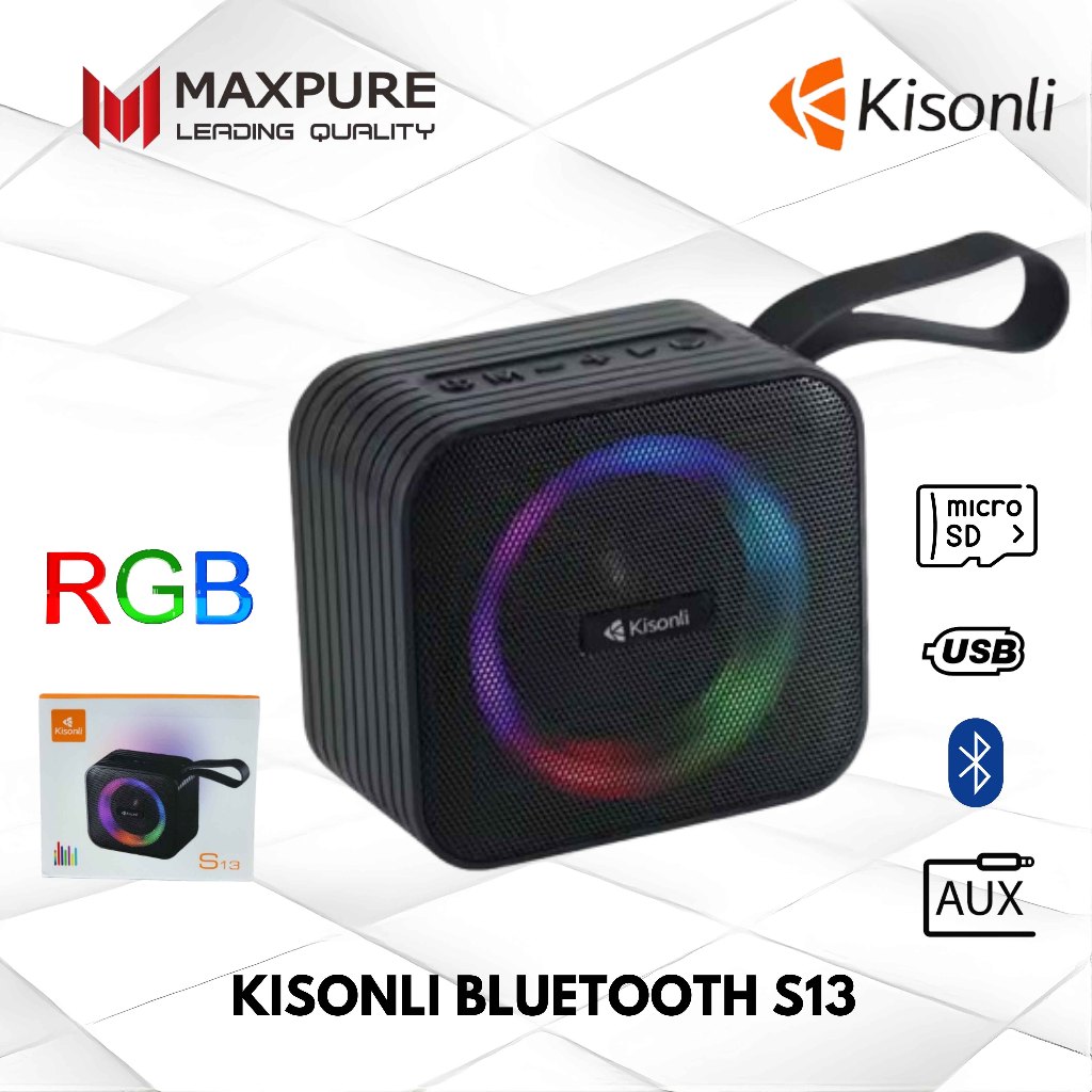 KISONLI Speaker S13 Bluetooth 5.0 8W RGB Light Rhyme Garansi Resmi 1 thn
