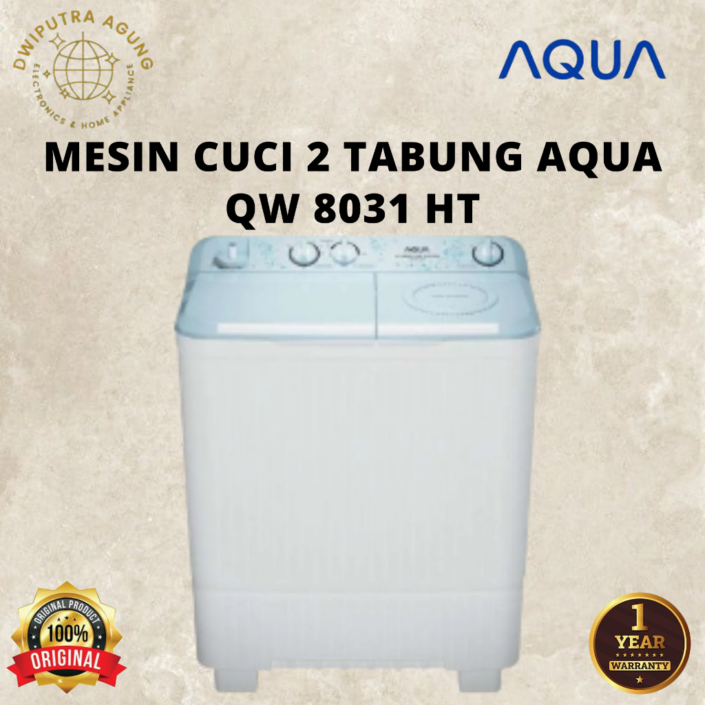 Mesin Cuci 2 Tabung Aqua QW-8031HT 8 kg