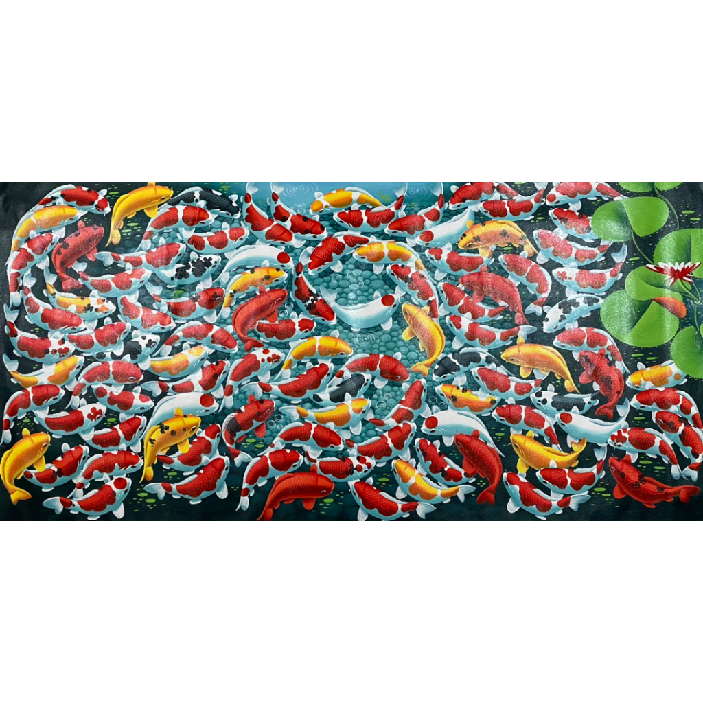 lukisan ikan koi 99 , ukuran 100 X 200