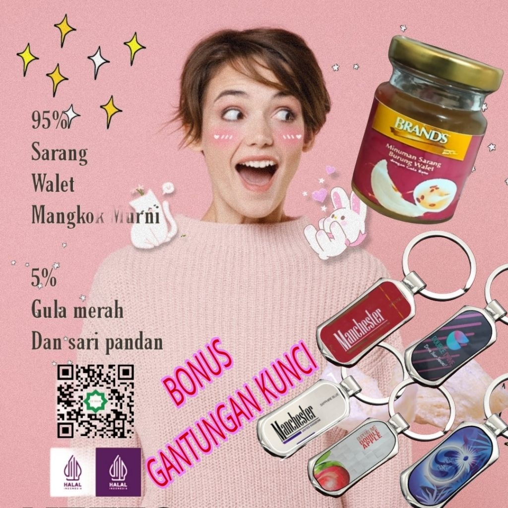 

Sarang burung walet kemasan bonus √+gantungan kunci cantik berbagai varian