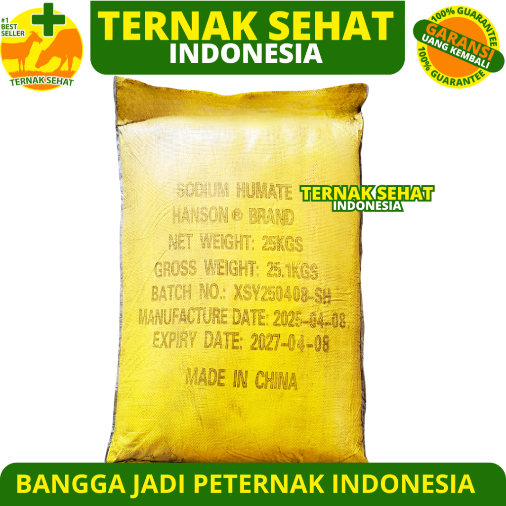 ASAM HUMAT 25 KG 85% HANSON (1 SAK KUNING) - Sodium Humate 25 kg Humic Acid 25 kg Sodium Humat Humid