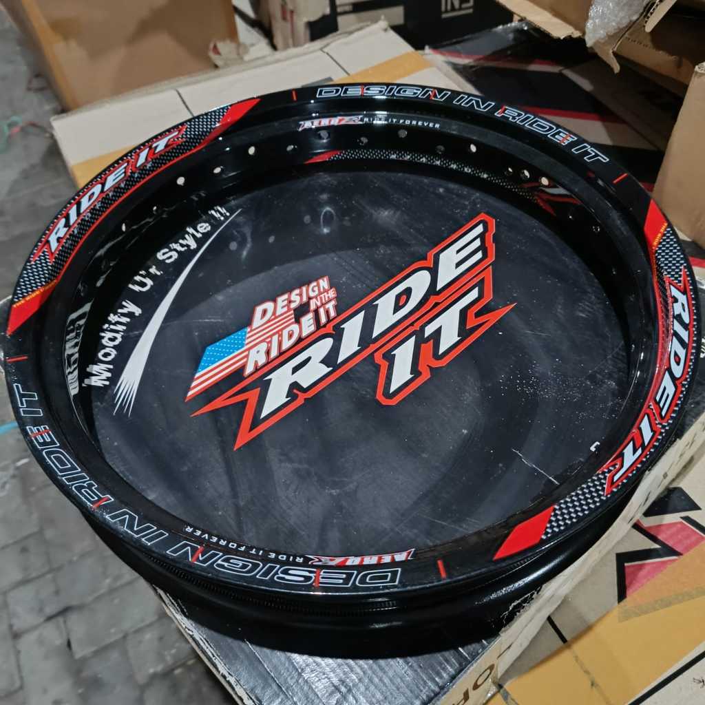Velg Almini RIDE IT ORIGINAL W Shape 215 x 17 Hitam / Veleg Rim Aluminium Bebek Black Carbon
