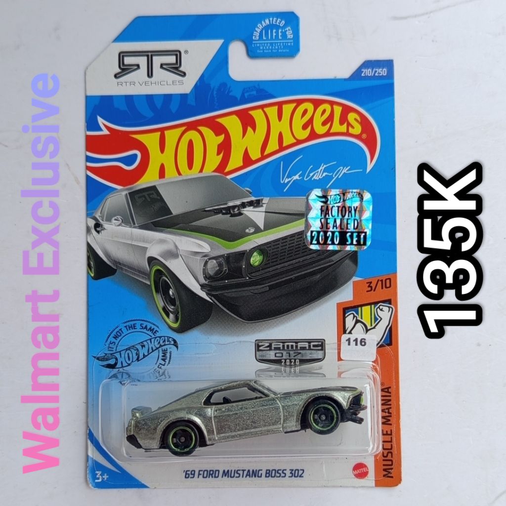 Hot Wheels 69 Ford Mustang Boss 302 ZAMAC Factory Sealed Walmart Exclusive