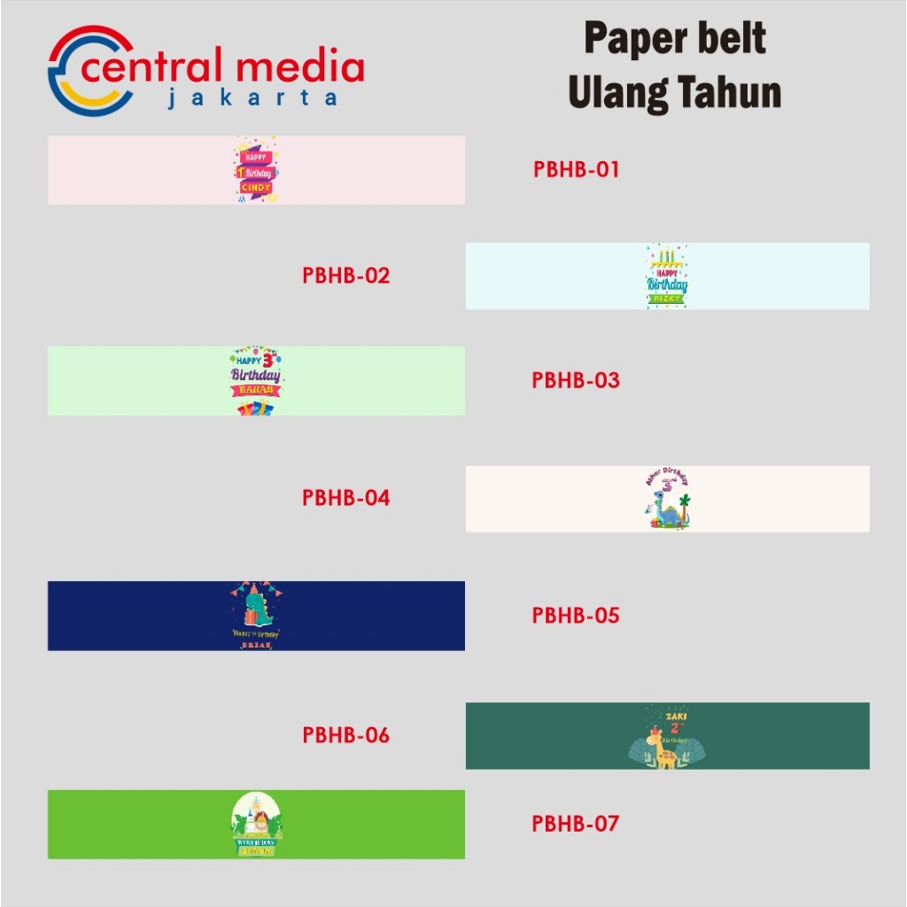 

50 Pcs Paper Belt Happy Birthday Custom Horizontal 48x7,5 cm Sleeve Box Kotak Bento Ulang Tahun Label Hampers Acara