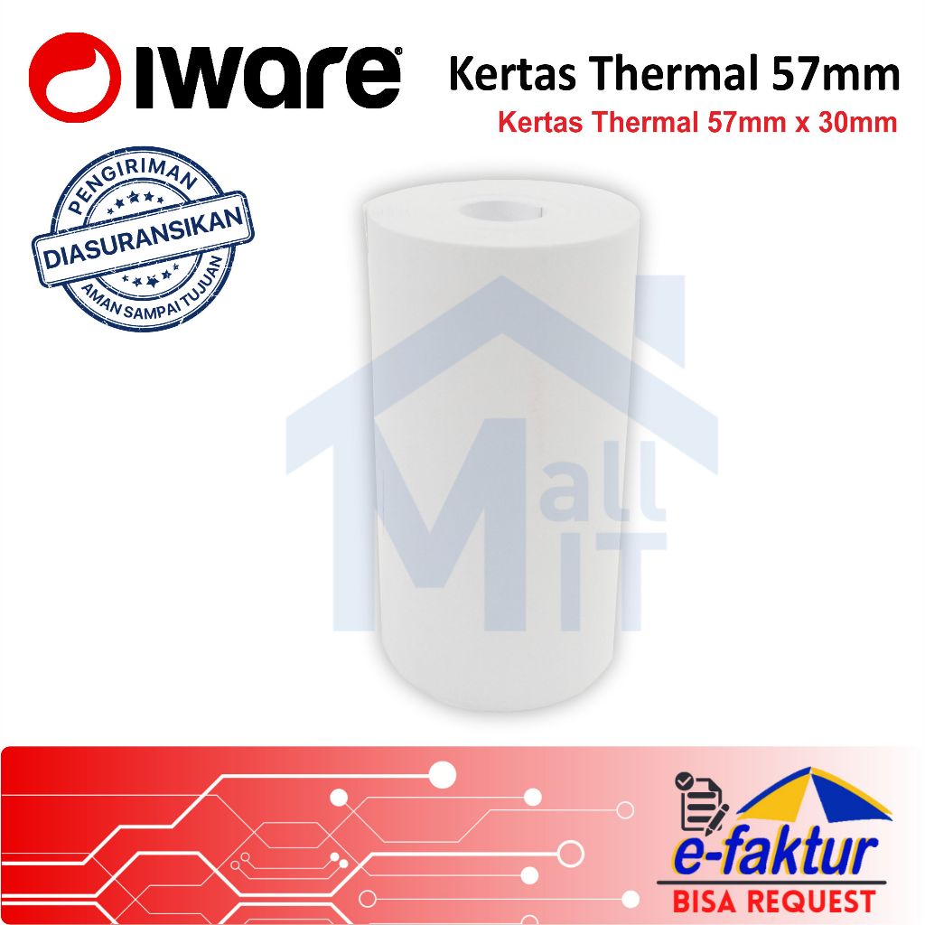 

MALLIT IWARE Kertas Thermal Printer Kasir Paper Roll 57mm Premium Quality