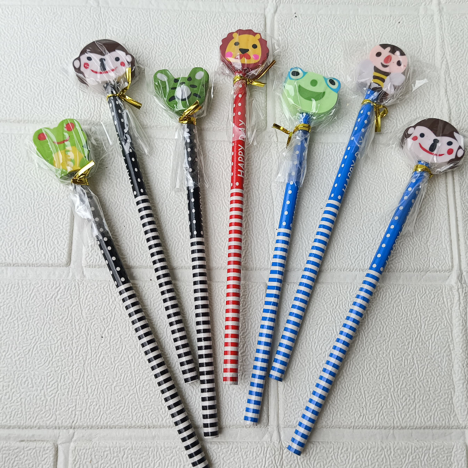 

(1Pack=24Pcs) Pensil Karakter + Penghapus Pensil Lucu Fancy