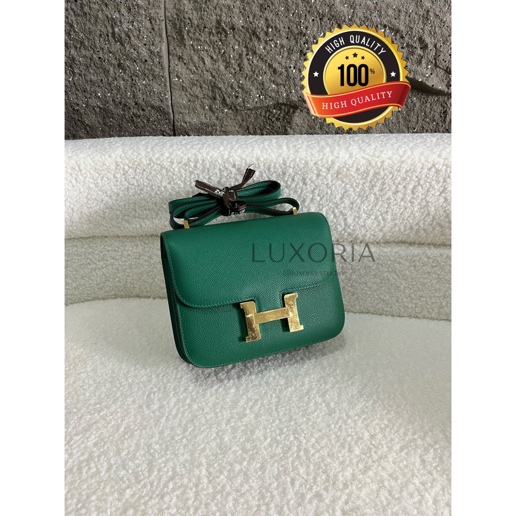 H constance 18 epsom leather vert vertigo - handmade