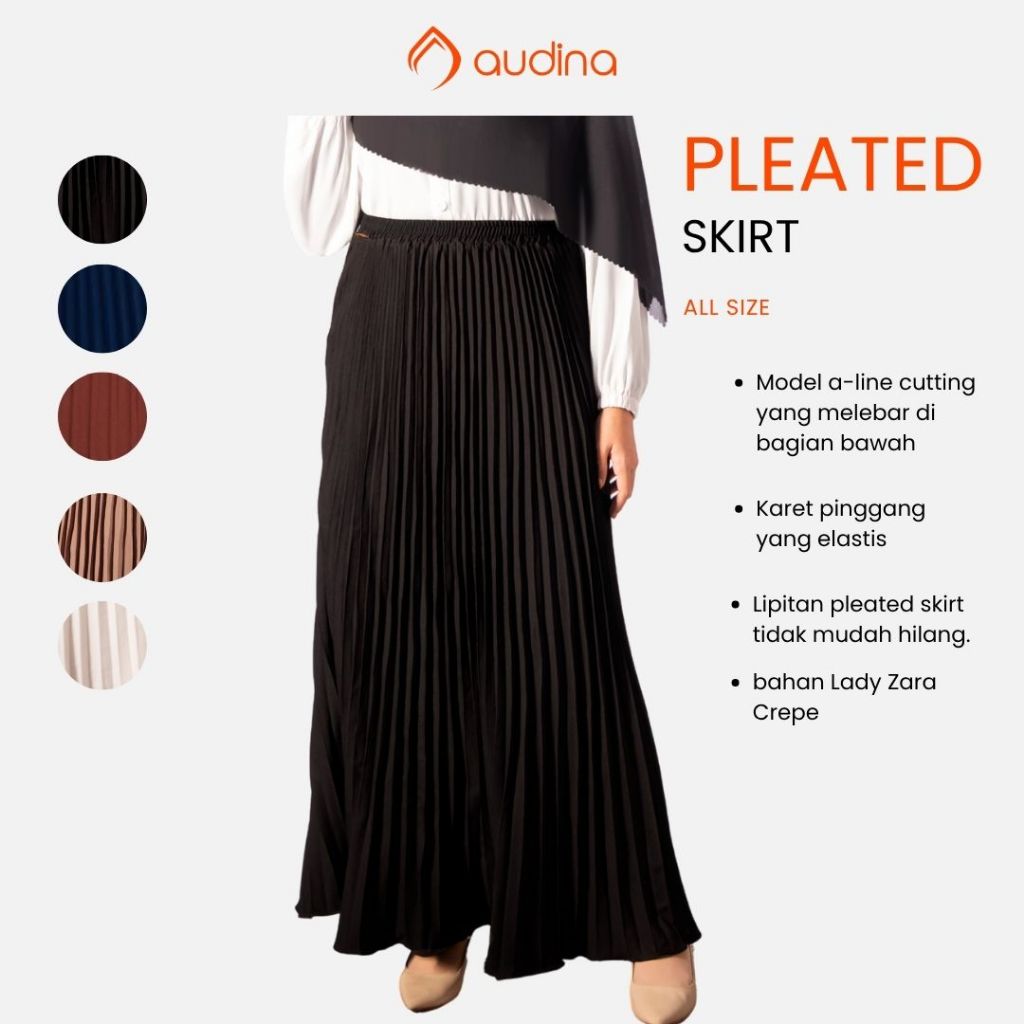 Audina Lady Zara Pleated Skirt Premium Bahan Lady Zara Premium