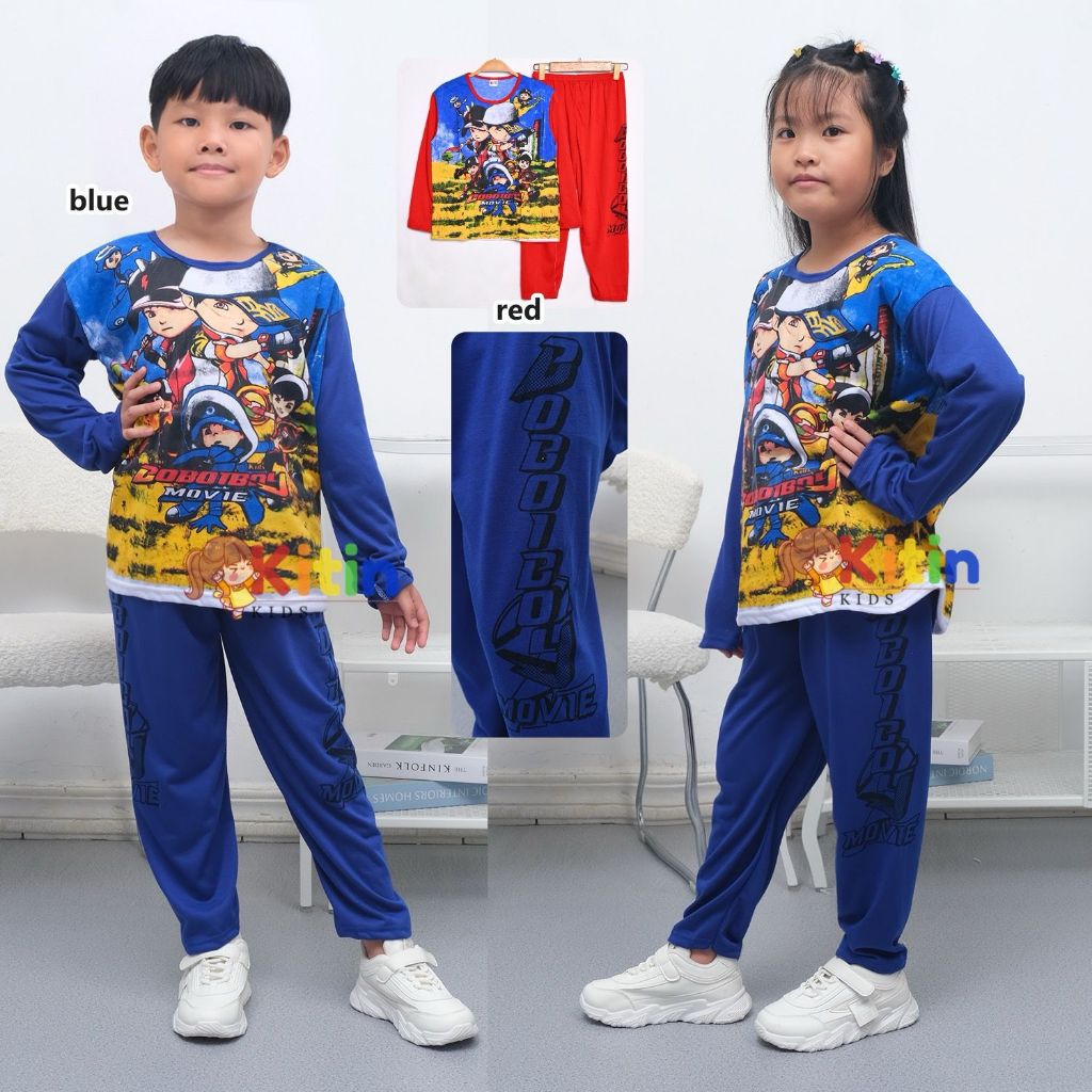 MB - SETELAN BAJU TIDUR  ANAK COWOK CEWEK KATUN PRINTING 2-12 TAHUN MOTIF BOBOIBOY AMONG US CARS MAR
