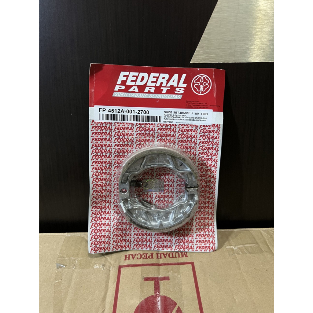 KAMPAS REM TROMOL BELAKANG MOTOR FEDERAL FP-4512A-001-2700 GL 100 PLATINA / GL 100 CDI / GRAND / SUP