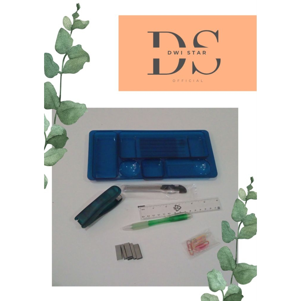 

Stationery Set M 5145 EAGLE/ Stapler,Pengaris,bolpoit, cutter,paper clip,isi Neces no 10