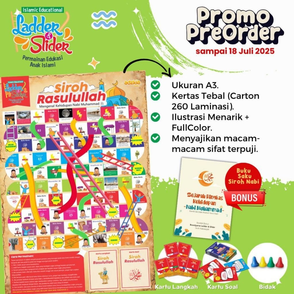 Ladder Dan Slider Board game Siroh Nabi Muhammad Ular Tangga Anak Muslim