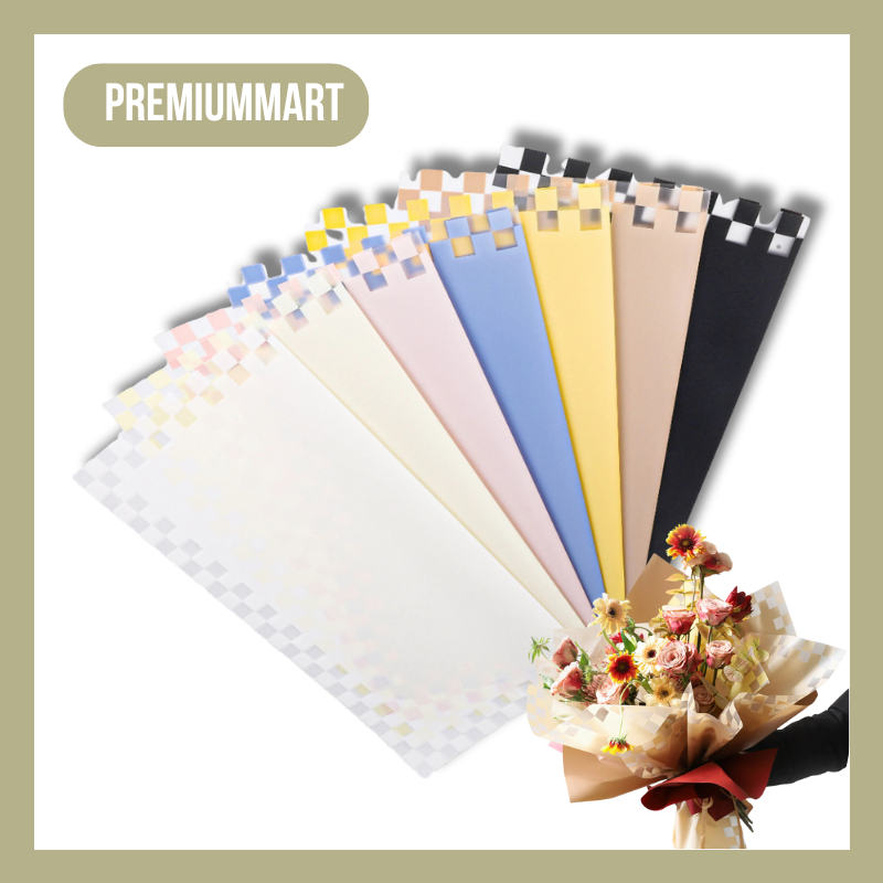 

20 LEMBAR Kertas Buket Bunga Square Pattern Cellophane Flower Wrapping Paper Motif Kota-kotak Florist KB088