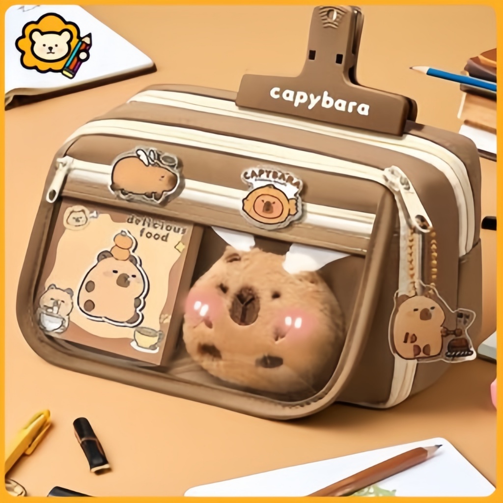 

Capybara Pencil Case Coffee Maillard Good-looking Multifunctional Stationery Box Pencil Box