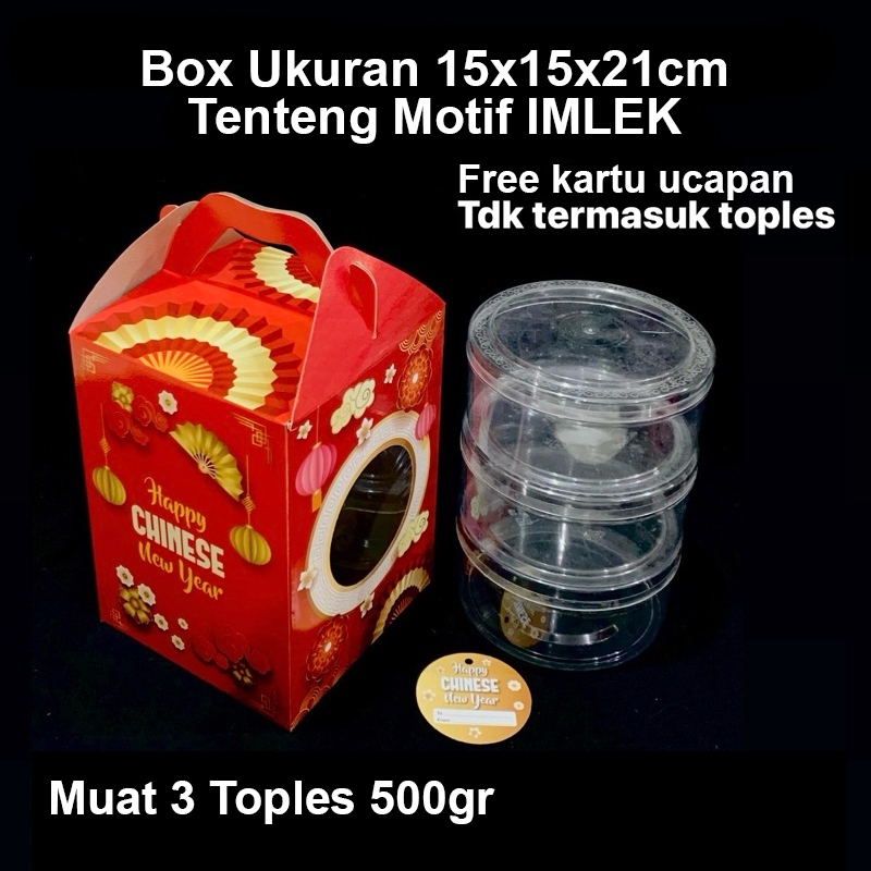 

Box Tenteng Muat 3 Toples 500gr Kue Kering Hampers Tahun Baru Chinese - Imlek