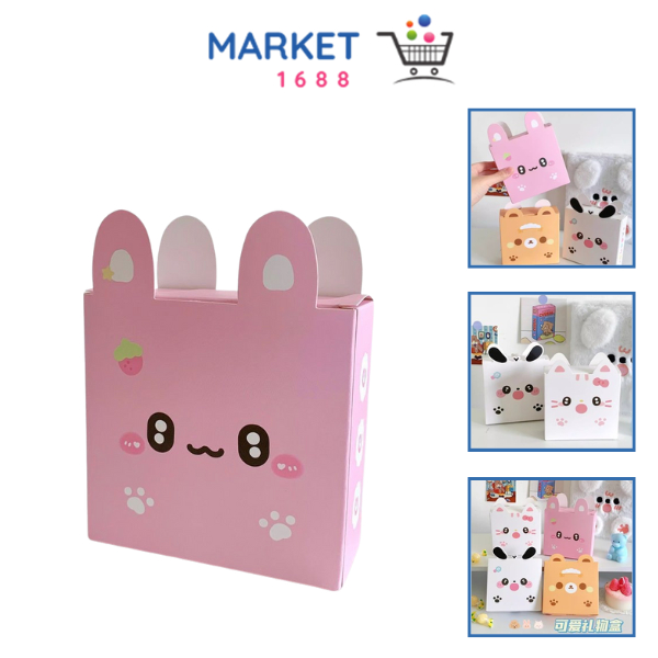 

Market1688 Goodie Box Hampers Gift Cute Animal Series Paper Box Ultah Kids Dus hadiah Snack Permen Kue karakter kartun lucu Tas Box Bingkisan Ulang tahun