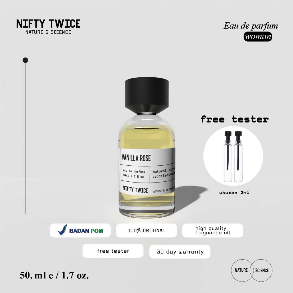 Nifty Twice - Vanilla Rose Eau De Parfum Wanita | Wangi Floral Manis Segar