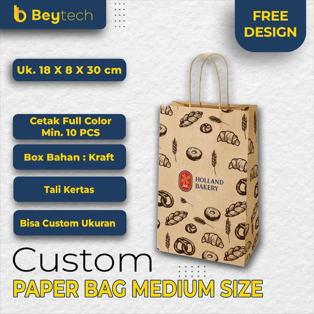 

Custom Cetak Paperbag Kraft Full Color Medium Paperbag Kosmetik/ Goodiebag