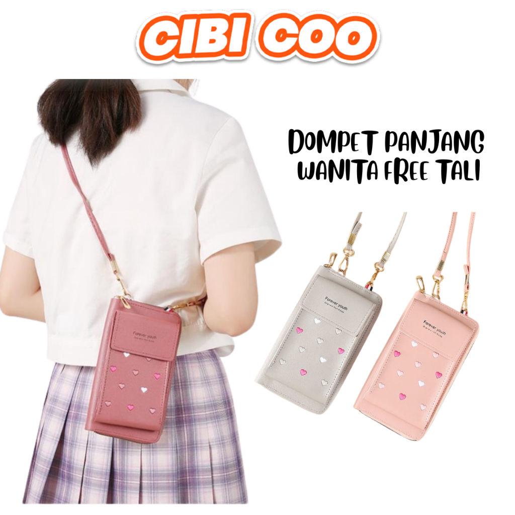 CIBICOO DOMPET PANJANG WANITA FREE TALI DOMPET WANITA MOTIF LOVE IMPORT REAL PICT