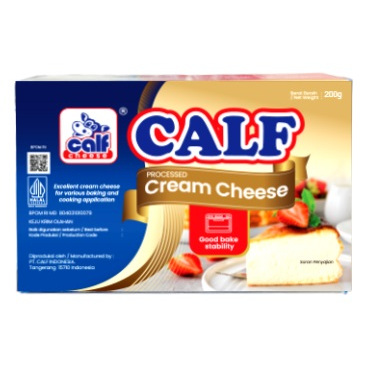 

Calf Cream Cheese 200g – Krim Keju Lembut Premium untuk Kue, Roti & Dessert PER DUS (32 Pcs)