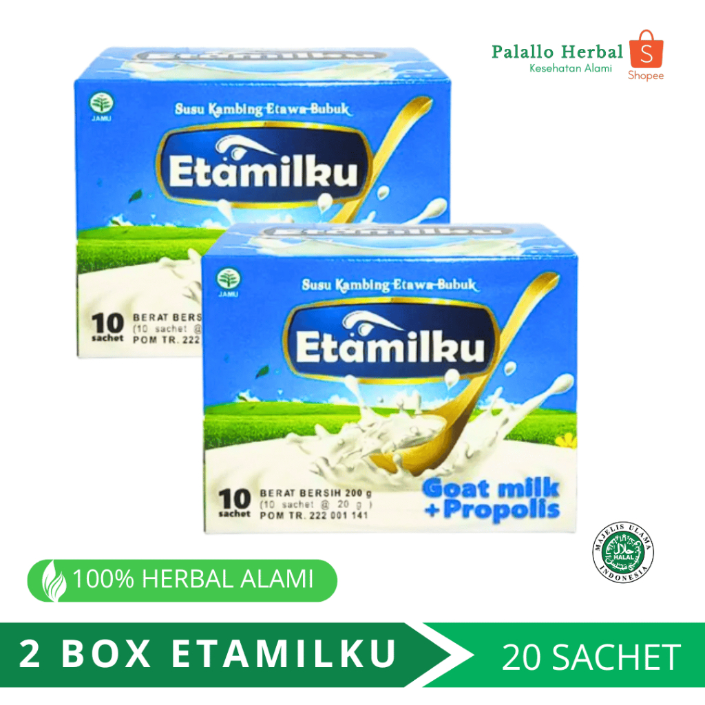 

PAKET HEMAT 2 BOX ETAMILKU Susu Kambing Etawa Bubuk Plus Propolis Untuk Kesehatan Tulang Sendi