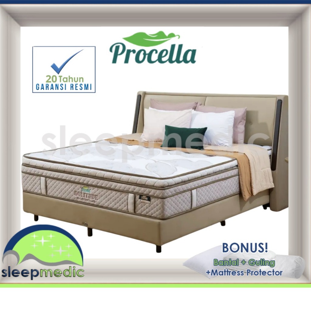 PROCELLA SpringBed SOLITUDE Pocket Spring Memory Foam Medium ( KASUR / FULL SET ) ukuran 100x200 120