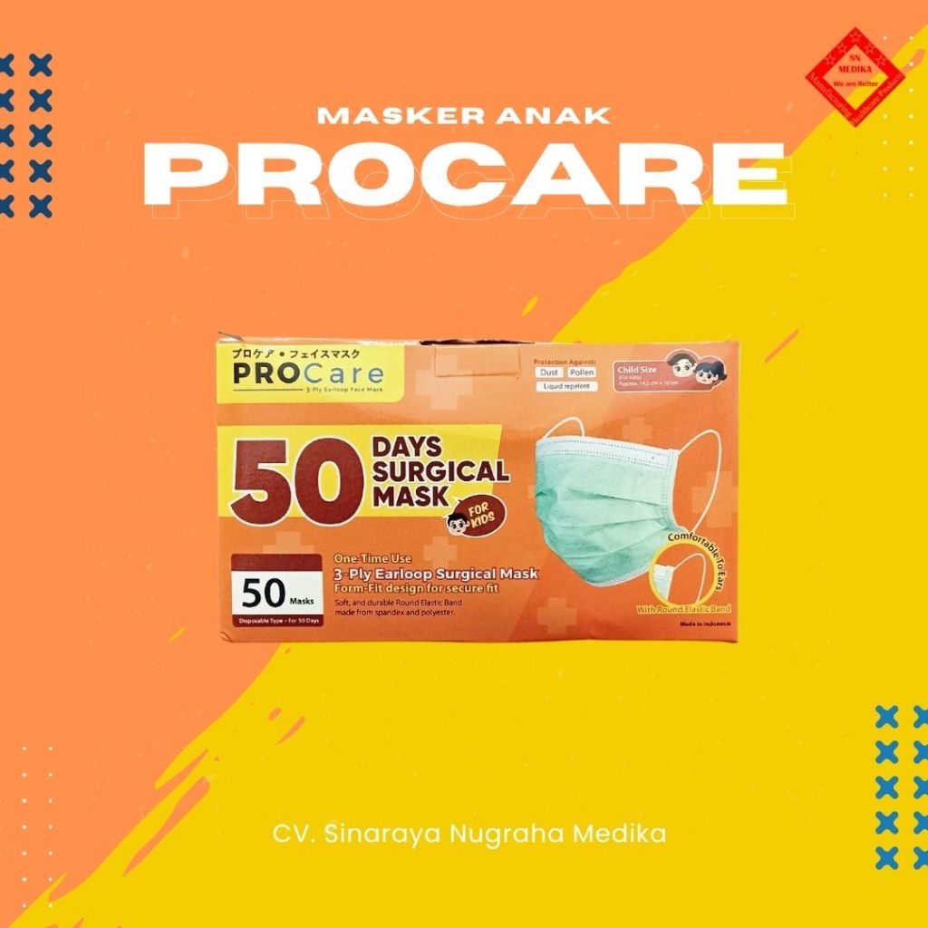 PROCare Masker Sekali Pakai - MAsker 3 Ply Anak - Masker 3 Lapis